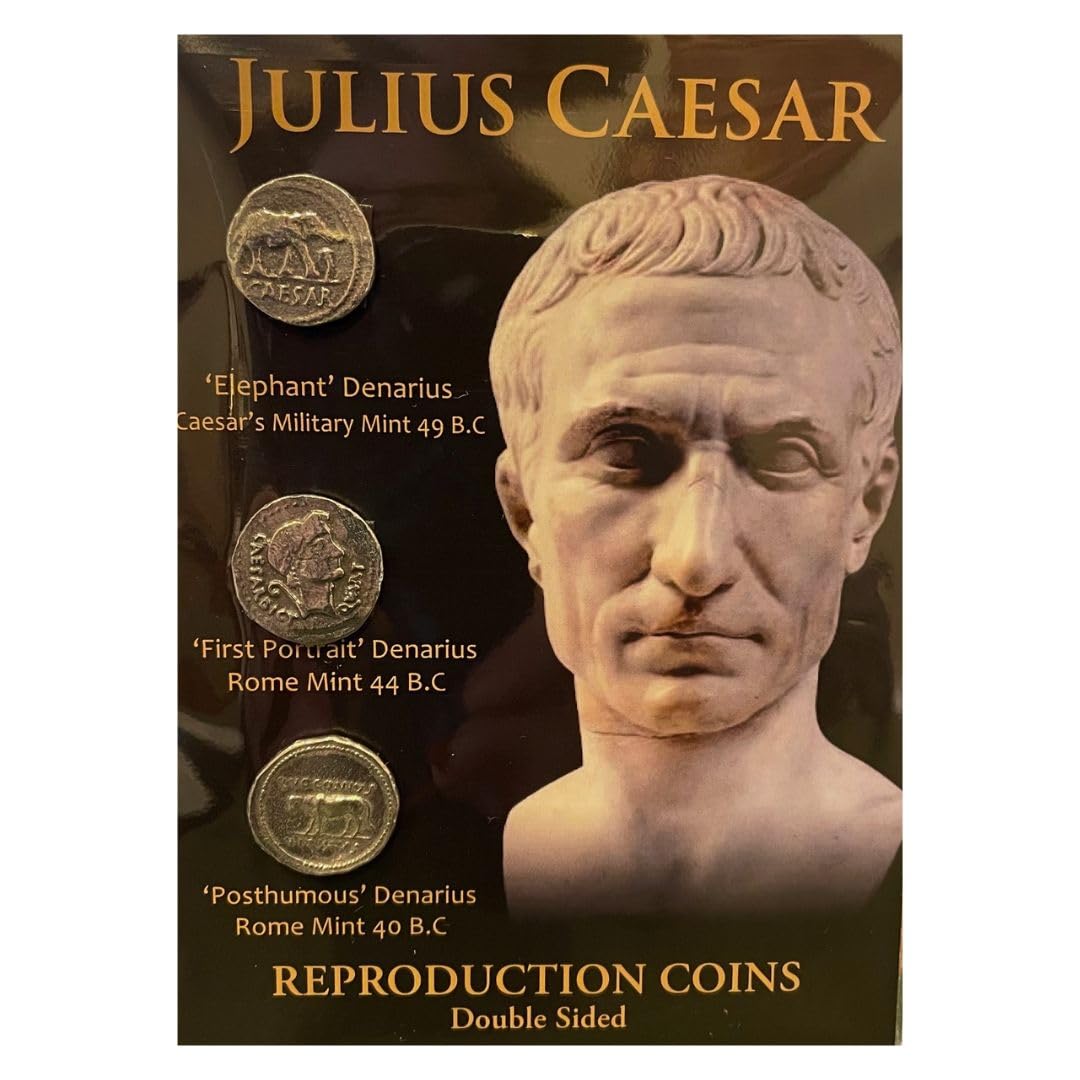 Westair Reproducción de monedas de Julio César, doble cara, denario "elefante", denario "primer retrato", denario "póstumo"