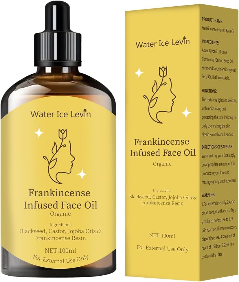 Frankincense Resin Oil With Castor & Jojoba Oils for Face Wrinkle Removal Facial Moisturizer Cold Pressed Serum Natural Skincare Hydrates Skin Moisturizing 1/3 Fl Oz (3 Fl Oz 100ML)