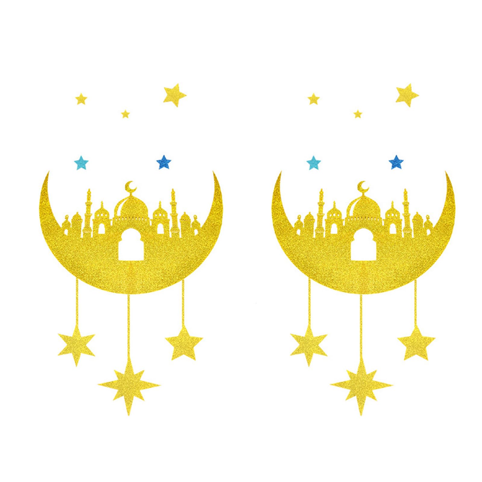 Tsophreniq Festival Middle Eastern Door Sticker Glittering Nonwoven Fabric Window Decoration for Festival Celebration Nonwoven