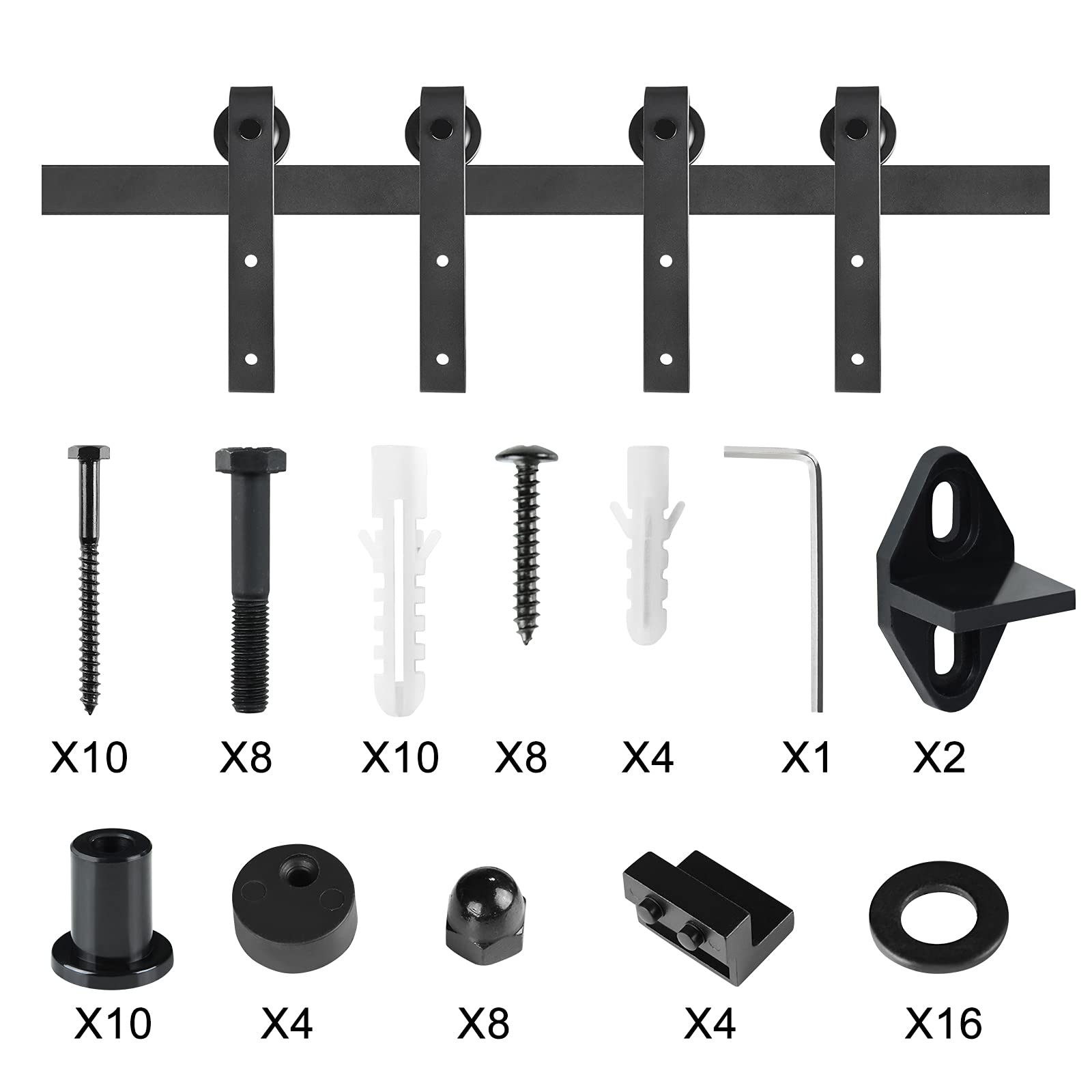 Maniglia per porta scorrevole, 366 cm, con ruote, sistema di porte scorrevoli con design silenzioso, portata fino a 130 kg, per porta in legno, camere, cucina, magazzino
