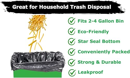 Miniatura 8 de Bolsas de basura de 4 galones (420 bolsas) pequeñas para baño, bolsas de basura de colores, paquete de 3 galones (420 unidades, 6 colores)