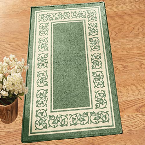 Collections Etc Floral Border Skid-Resistant Accent Rug, Sage, 20 X 59 #TOP1