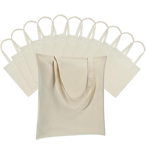 Carbrea 12 Pack Canvas Tote Bag - Lightweight Thin Tote
