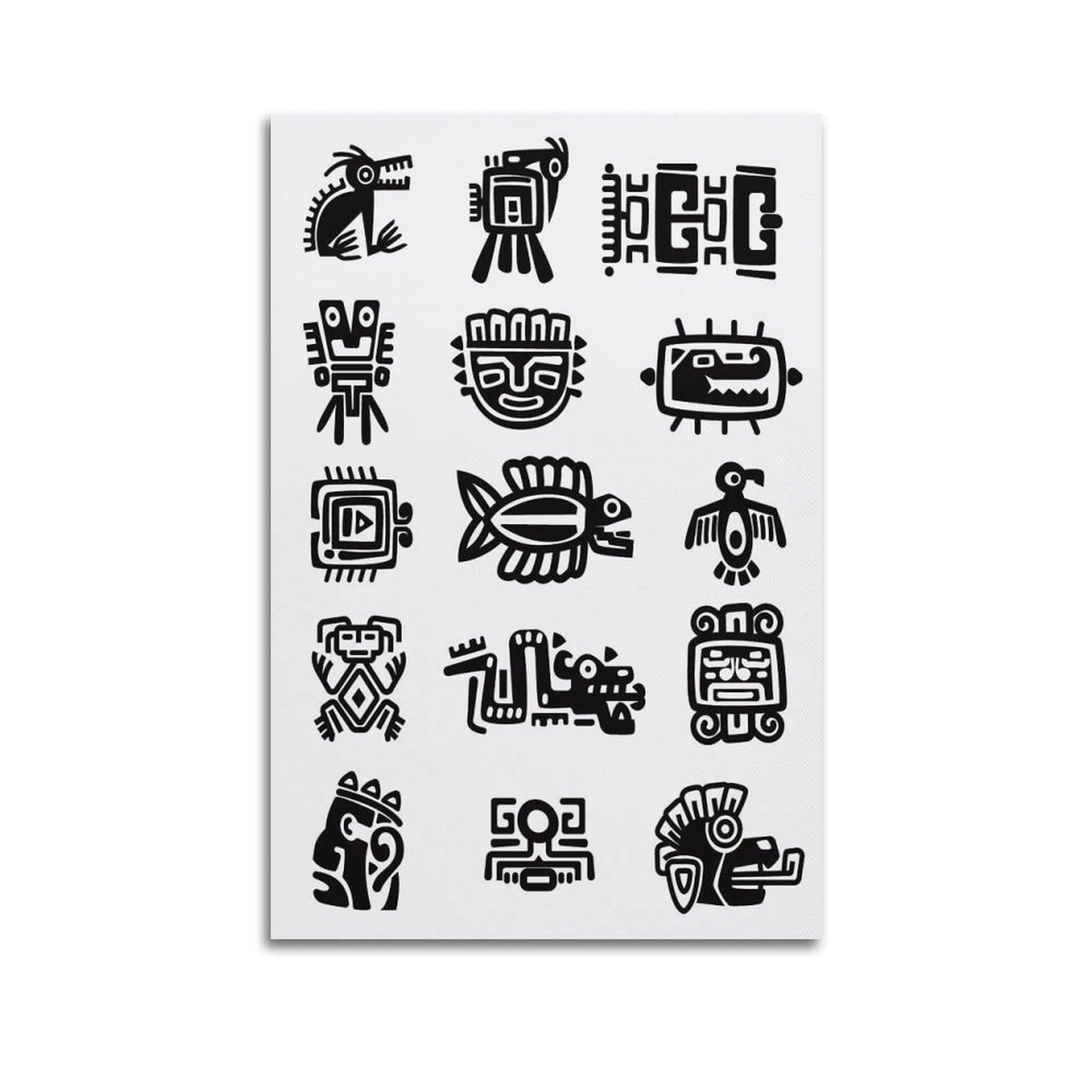 XKUGA Maya Aztec Poster Symbol Ancient Totem Pattern Culture Modern Decorative Canvas Prints - Ideal Wall Art for Family, Man Cave, Game Room, Boys & Girls Bedroom 20x30inch(50x75cm)