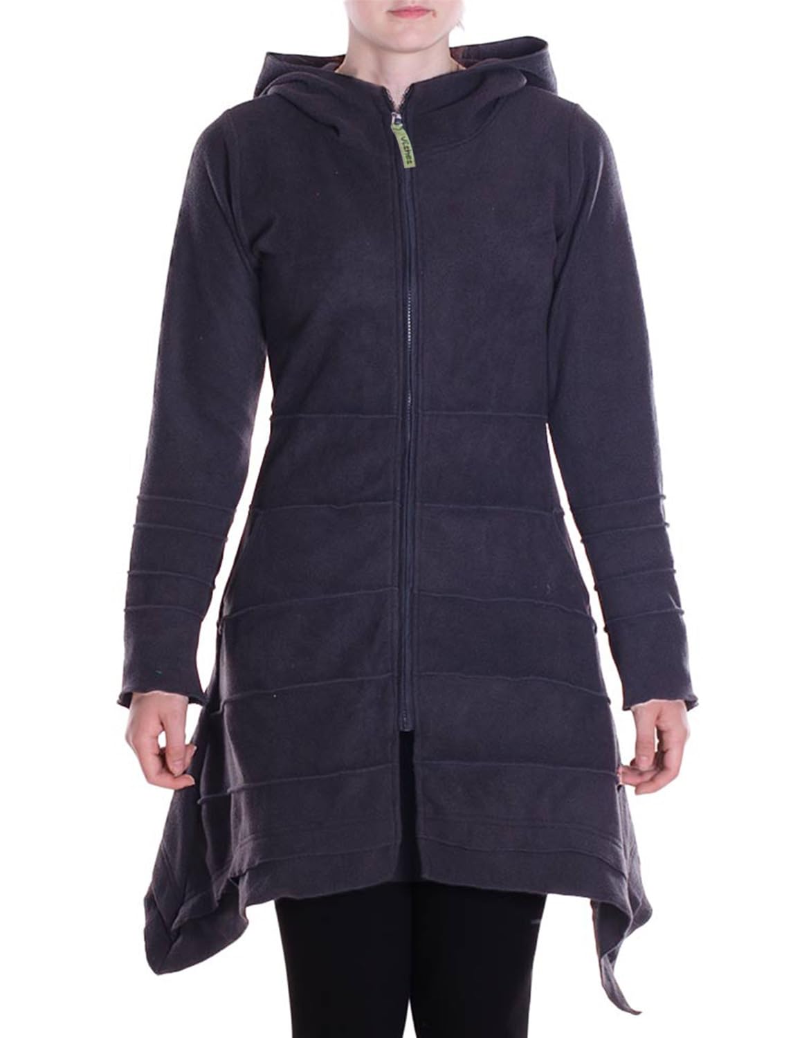 Vishes - Alternative Bekleidung - Damen Kapuzenjacke lang Elfen Zipfel-Jacke Fleece Übergangsjacke