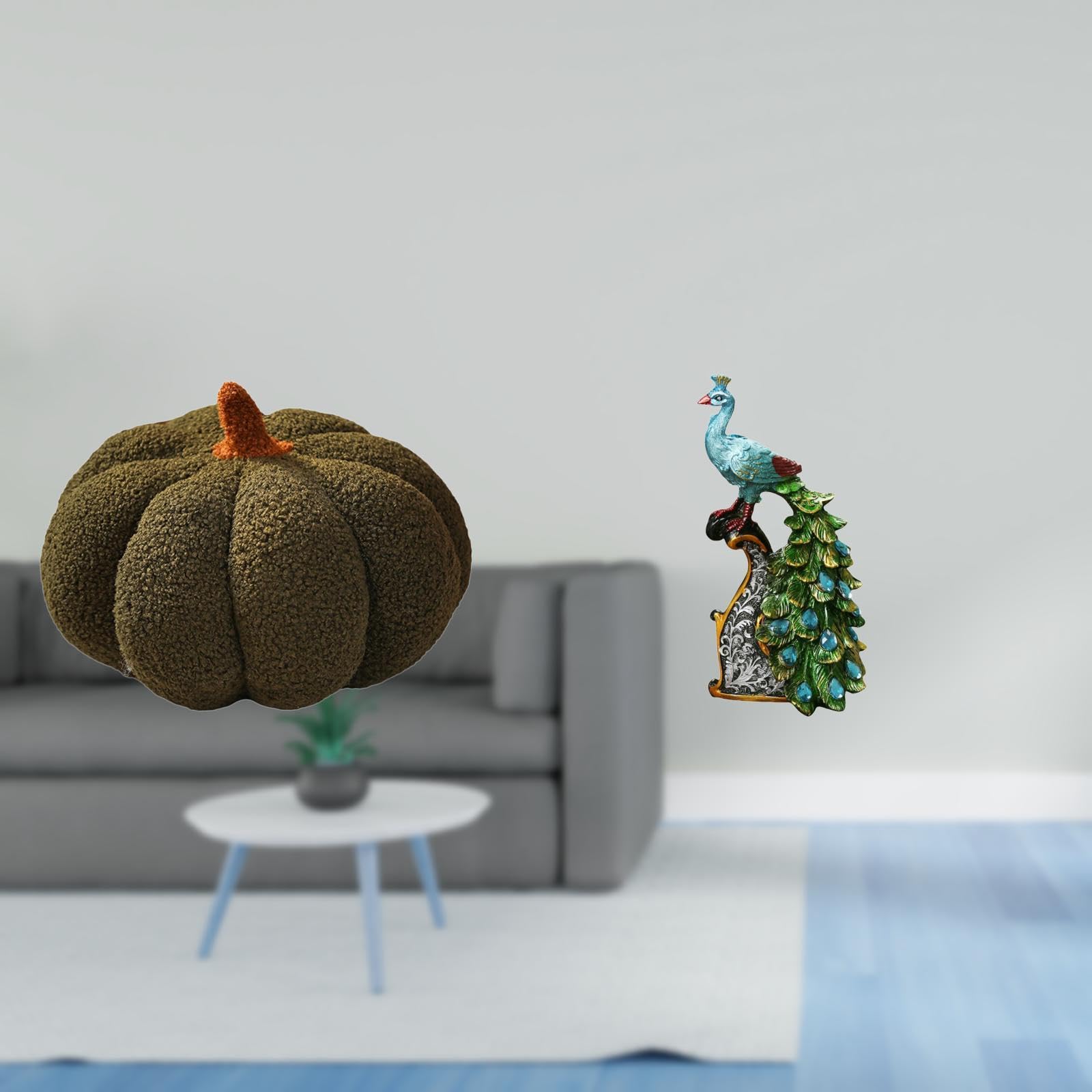 ARTISOUL® Halloween Pumpkin Pillows Plush Decorative Sofa Cushion and Peacock Statue Animal Sculpture Collection Elegant Tabletop Ornament for Bedroom Office Living Room Bookshelf Home Decor-image-9