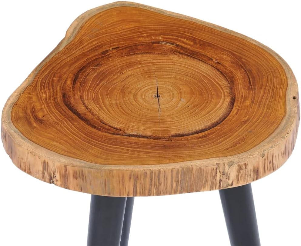 vidaXL Solid Teak and Mango Wood Round Coffee Table 15.7"x17.7", Handmade Rustic Design and Fine Sanded Luxurious Appearance - Natural + Black