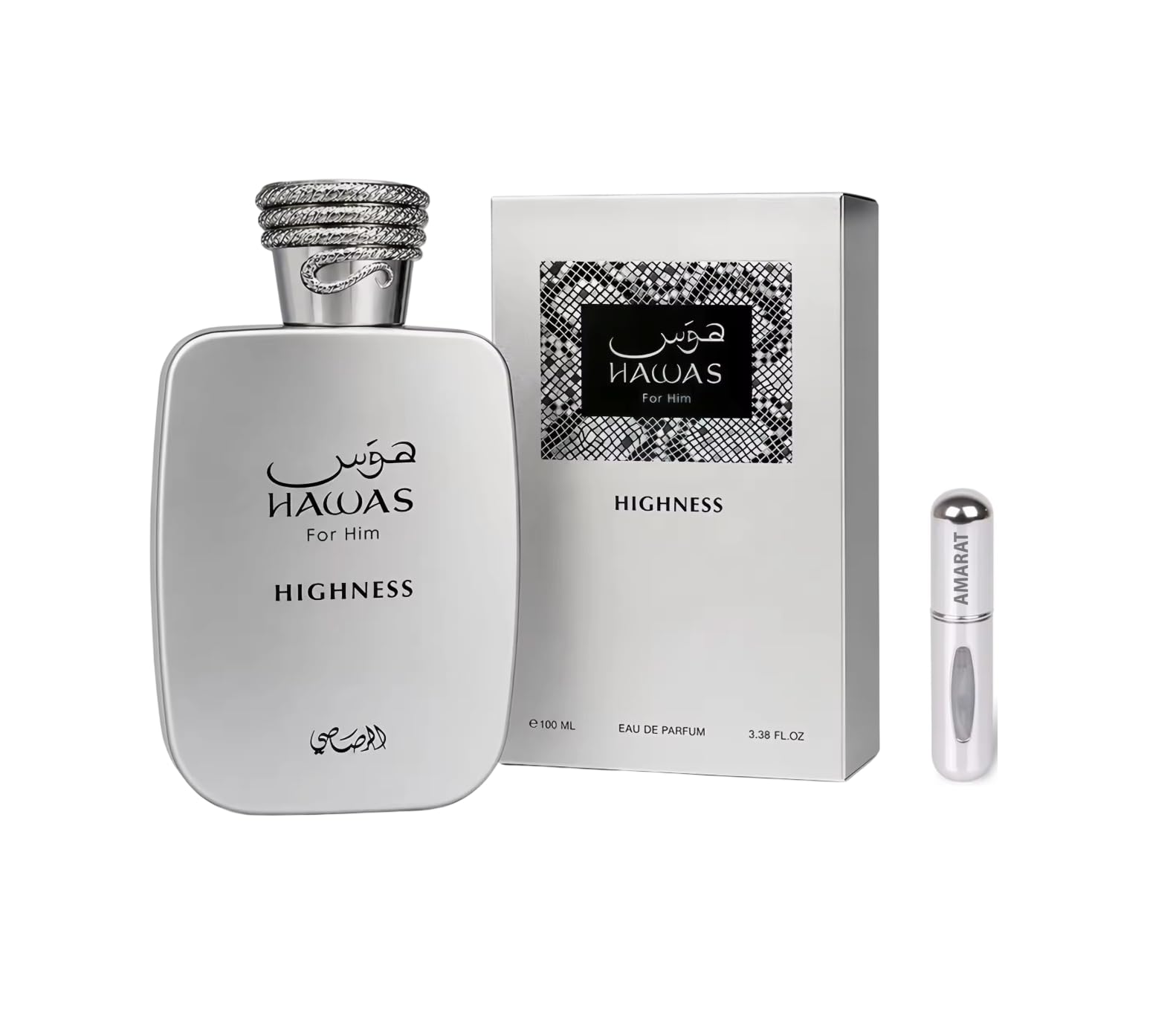 Rasasi Hawas Highness Eau De Parfum 100ml, Perfume Árabe para Hombre | De Larga Duración, Incluye Atomizador Recargable, Fragancia Oriental con Notas de Ámbar, Jazmín y Cedro