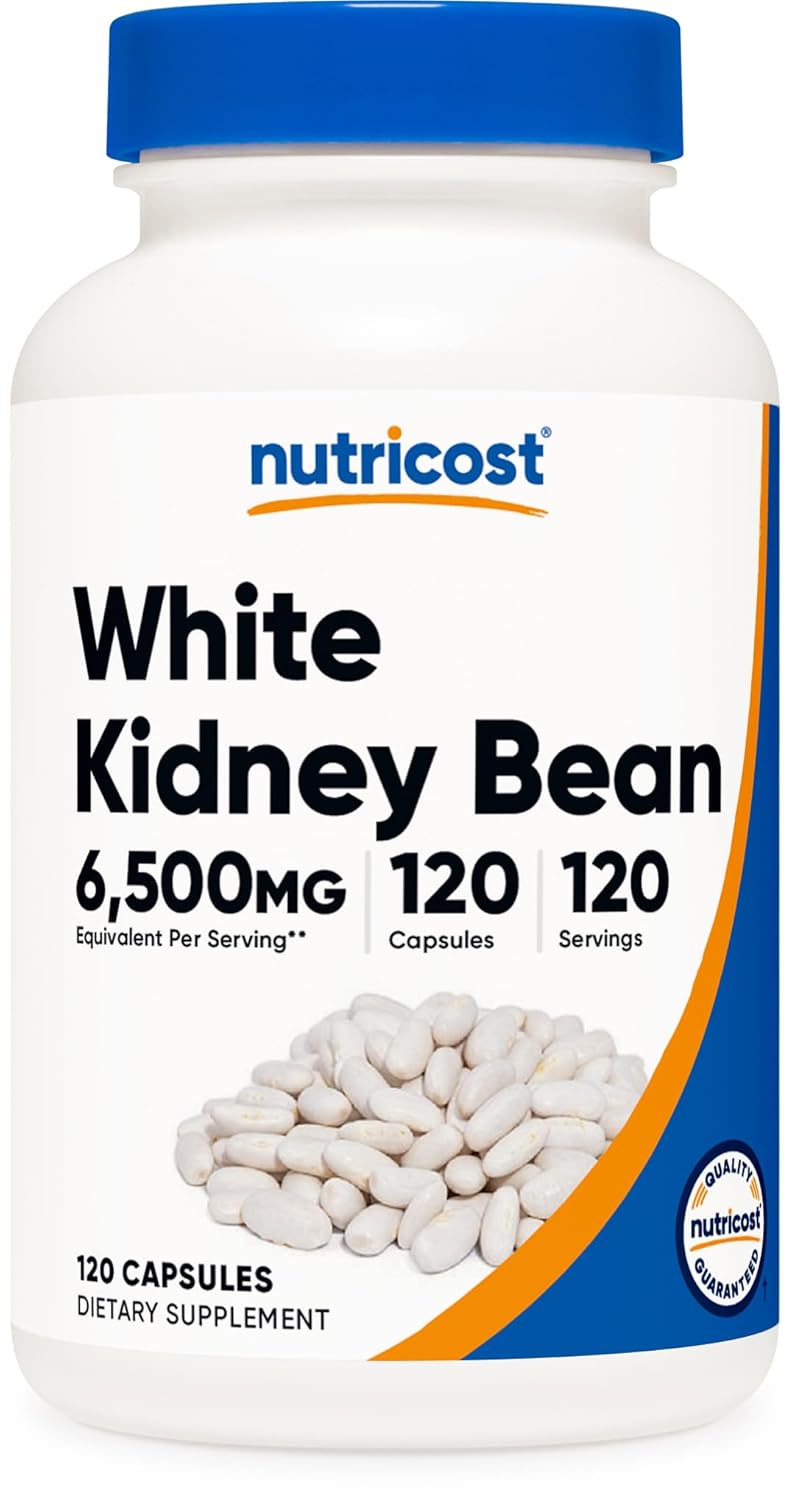 Nutricost White Kidney Bean 6,500mg Equivalent from 650mg of 10:1 Extract Per Serving, 120 Capsules for 120 Servings Per Bottle - Vegetarian Caps, Gluten Free and GMO Free 1 Nutricost White Kidney Bean 6,500mg Equivalent from 650mg of 10:1 Extract Per Serving, 120 Capsules for 120 Servings Per Bottle - Vegetarian Caps, Gluten Free and GMO Free