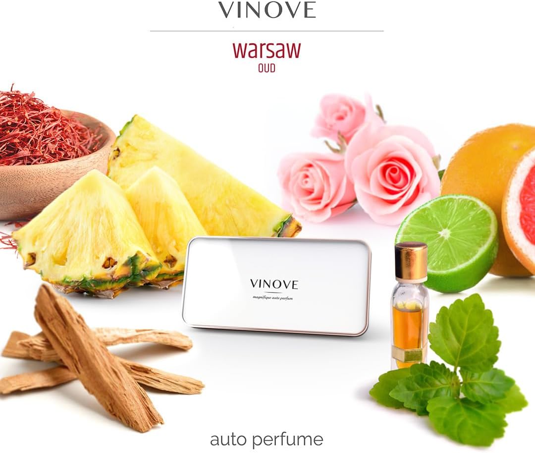 VINOVE V02-11-WARSAW-OUD Pure excellence, Zero Drift Non-Stop Car Fragrance, Luxury Car Perfume - Ideal Formula as Auto Air Freshener Keeps Car Interior Refreshing