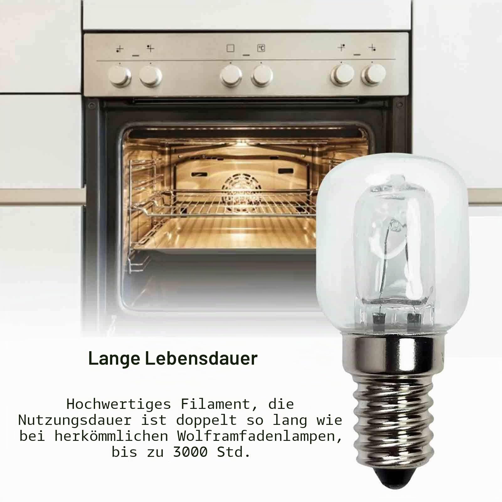 Backofenlampe 2/4 Stück Halogenlampe E14 25W Ofen Glühbirnen Techgoamde 2750k Warmweiß Bis 500°C Hitzebeständiges, Geeignet für Backofen, Mikrowelle, Salzlampen (4Stück)