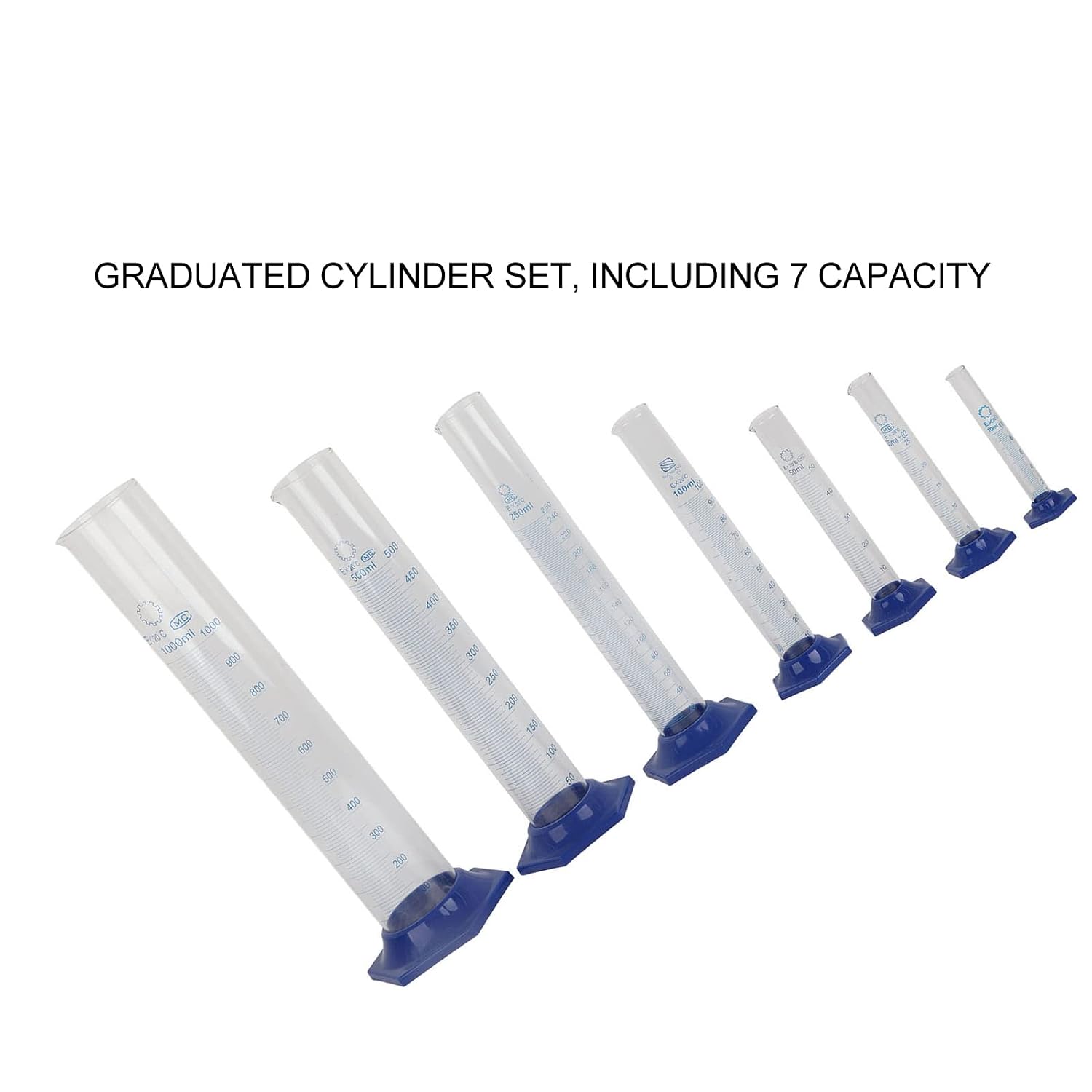 Measuring Cylinder, Laboratory Utensils Graduated Cylinder 10ML 25ML 50ML 100ML 250ML 500ML 1000ML Graduated Cylinder Set, Science Lab Cylinders