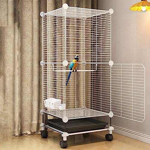 Jaula para pájaros para loros con soporte rodante, bandeja inferior y juguete para pájaros, jaula fácil de limpiar, ideal para periquitos, tortolitos, palomas, cacatúas y guacamayos
