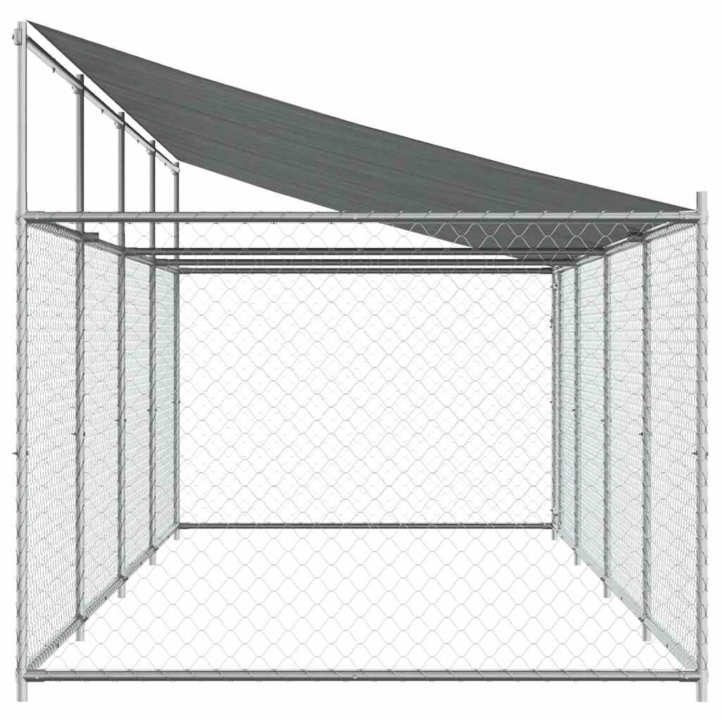 Cuccia per cani con tetto e porta, grigio, 8 x 2 x 2 m