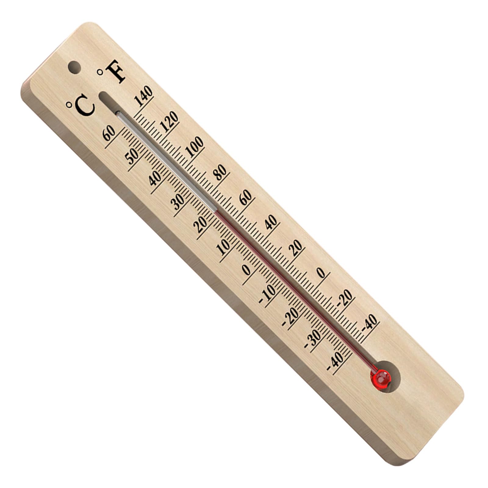 Kaccde Wooden Temperature Gauge For Home And Large Display Accurate Measurement 40℃ To 50℃ Safe Kerosene Wall Mount Easy To Read Hanging Thermometers