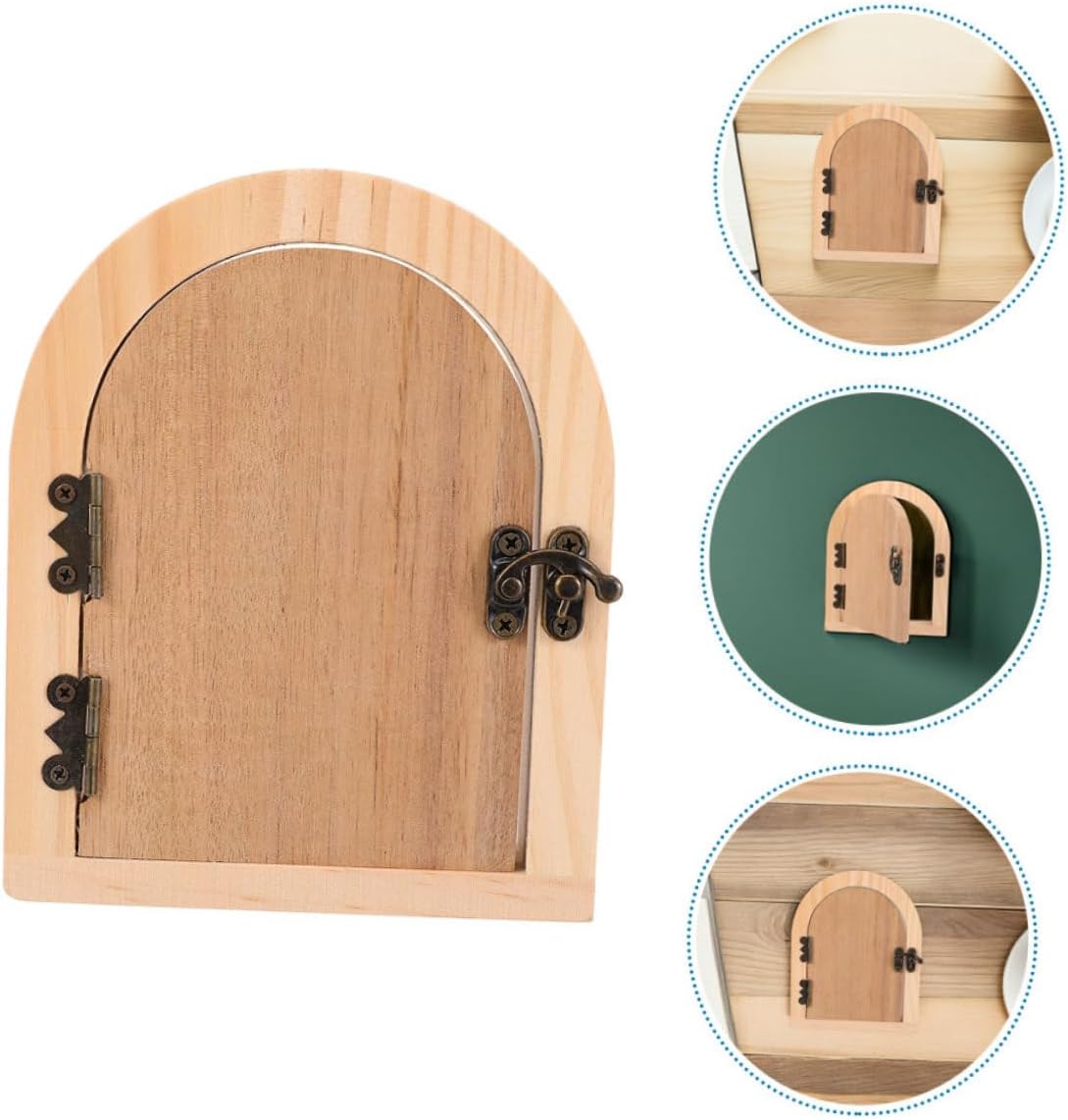 2pcs Wooden Fairy Tale Door Socket Cover Childproof Electrical Outlet Safety Cap Decorative Door for Decor