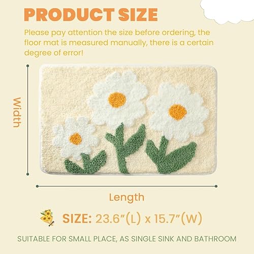 Miniatura 2 de Tapete de baño floral súper absorbente, antideslizante, lavable a máquina, bonito tapete de baño esponjoso para fregadero, dormitorio y sala de