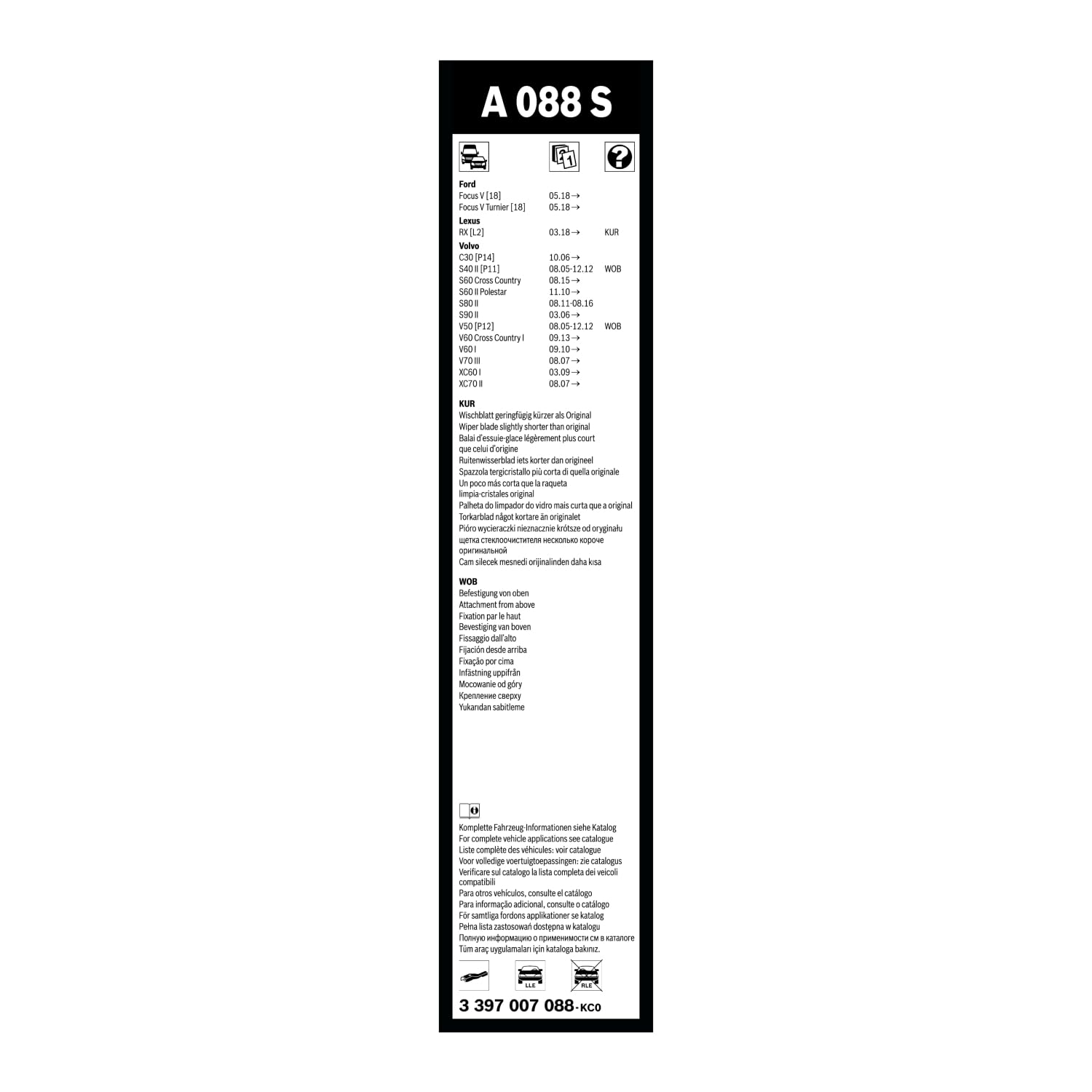 BOSCH Spazzola tergi 3397007088 Compatibile con: ASTON MARTIN DB9 Vantage, DB9 Volante, DBS Vantage, DBS Volante, RAPIDE, VANTAGE Vantage, VIRAGE Vantage, VIRAGE Volante, BMW X5, X5 Van, X6, X7