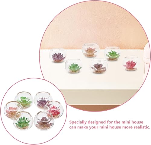 Miniatura 3 de jojofuny 6 plantas en maceta en miniatura, mini suculentas en maceta, planta artificial de casa de muñecas, macetas en miniatura, pequeñas plantas