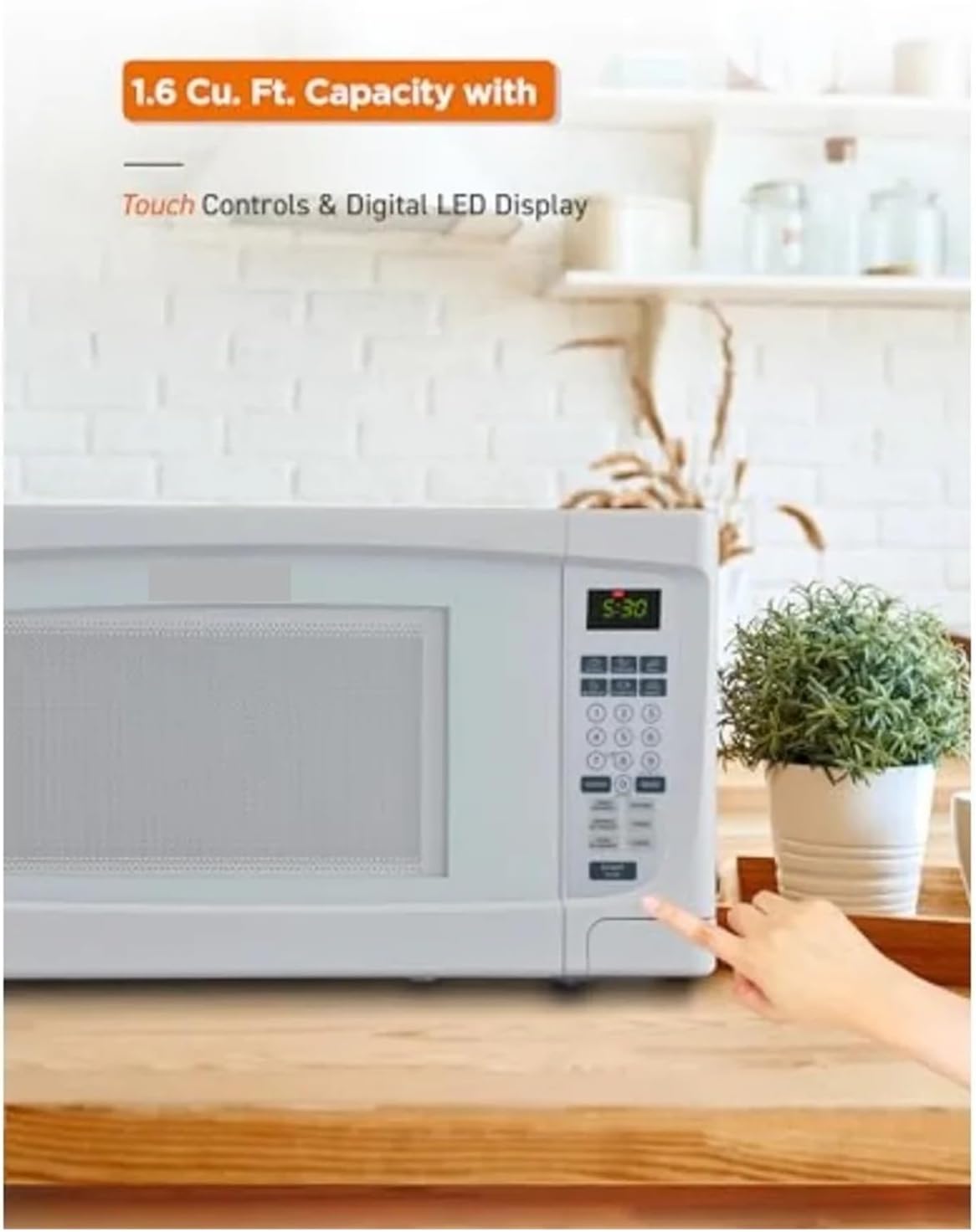 1.6 Cubic Foot Compact Microwave With 10 Power Levels White Countertop Microwave With Digital Control Panel And Timer 1000 Watt
