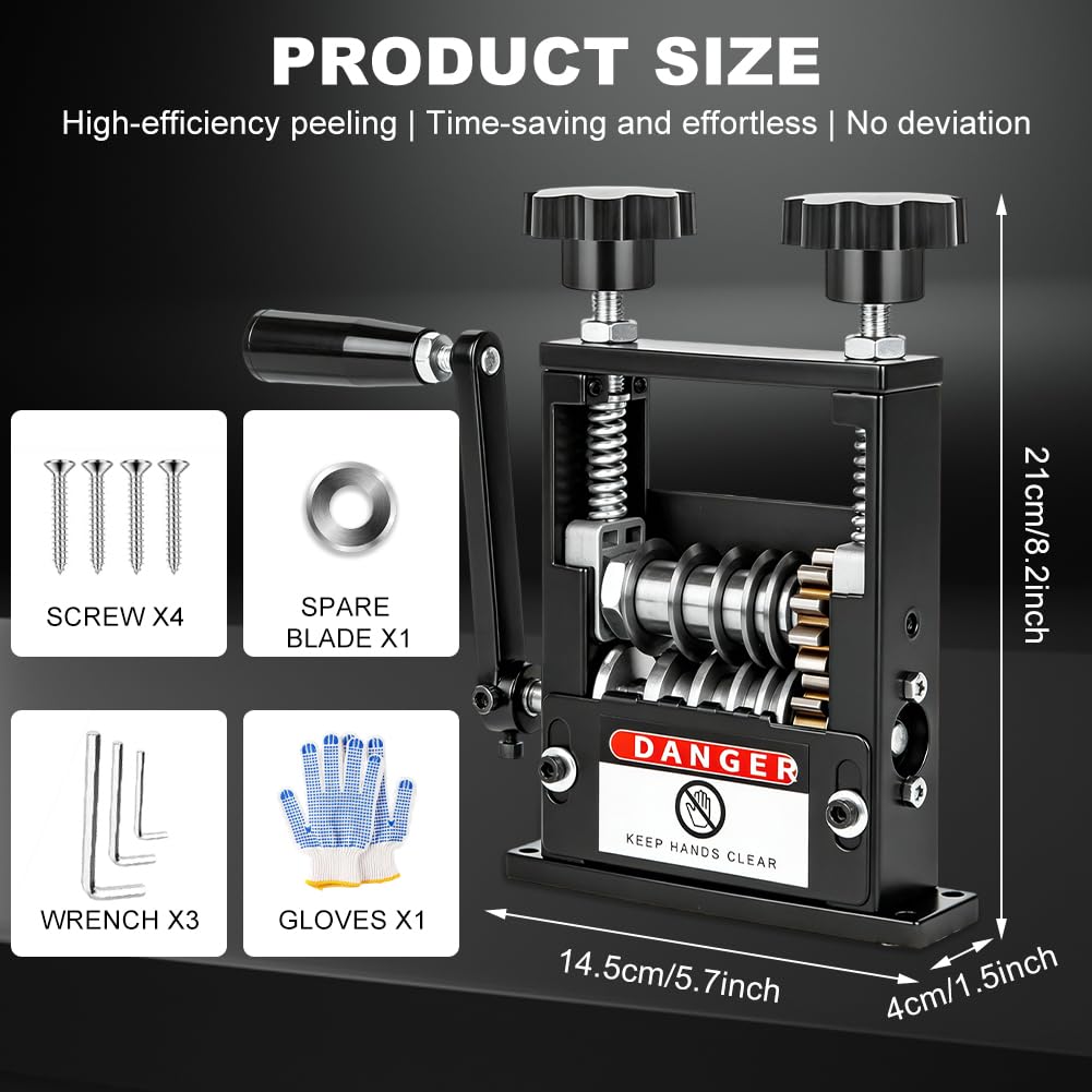 Machine à dénuder manuelle avec 6 canaux et 5 lames, pour perceuse et manivelle, pour câbles de 3 à 17 mm, éplucheur de câble, outil de dénudage, recyclage du fil de cuivre
