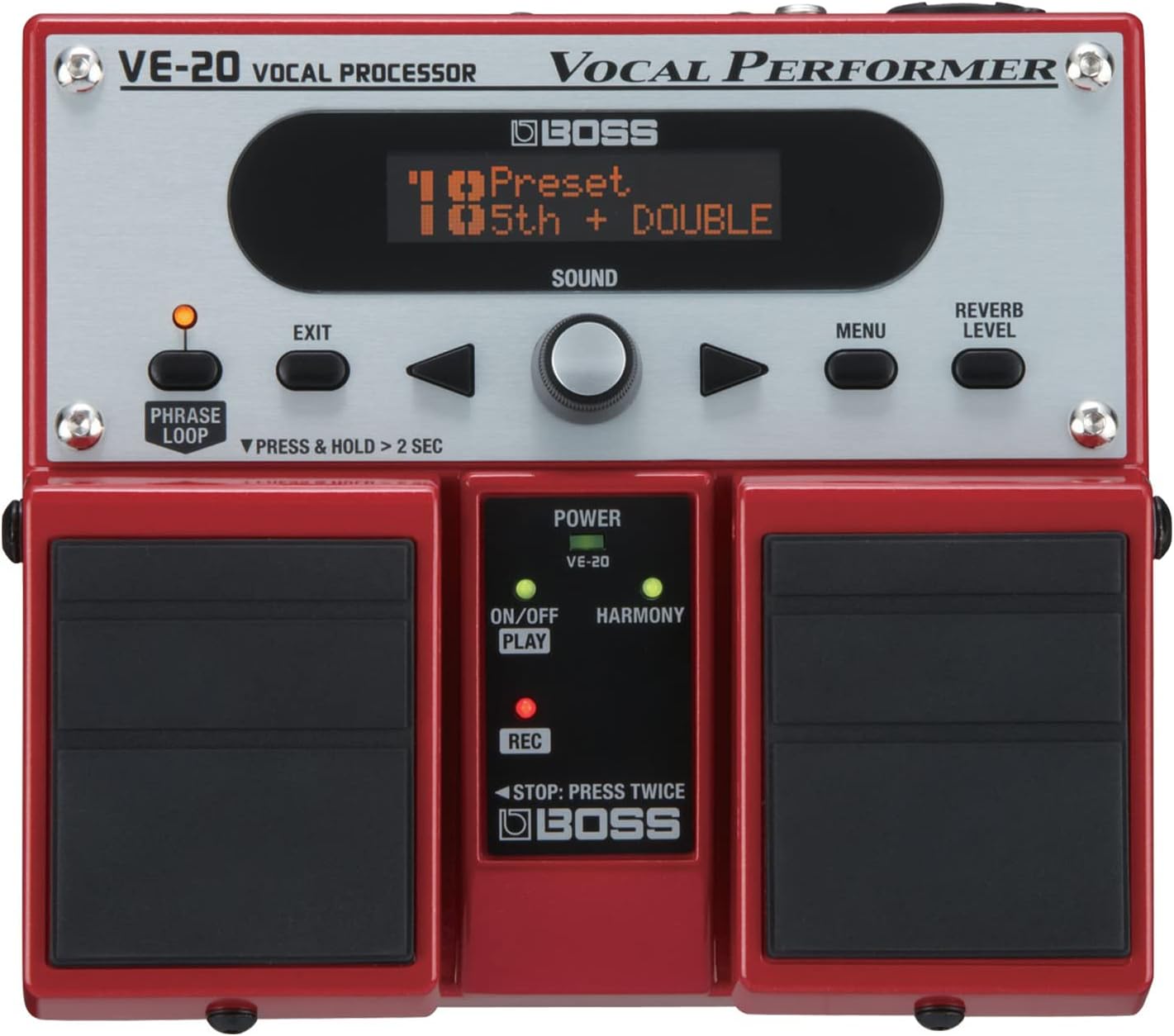 BOSS VE-20 Vocal Performer | Specialized Effects Unit for Vocalists | Add Harmony, Double-Track, Dynamics, Reverb, Delay & More to your Voice | Realtime Pitch-Correction | Special FX | Phrase Looper