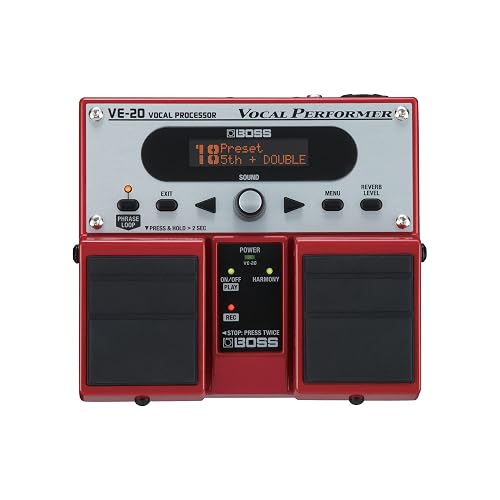 BOSS VE-20 Vocal Performer | Specialized Effects Unit for Vocalists | Add Harmony, Double-Track, Dynamics, Reverb, Delay & More to your Voice | Realtime Pitch-Correction | Special FX | Phrase Looper