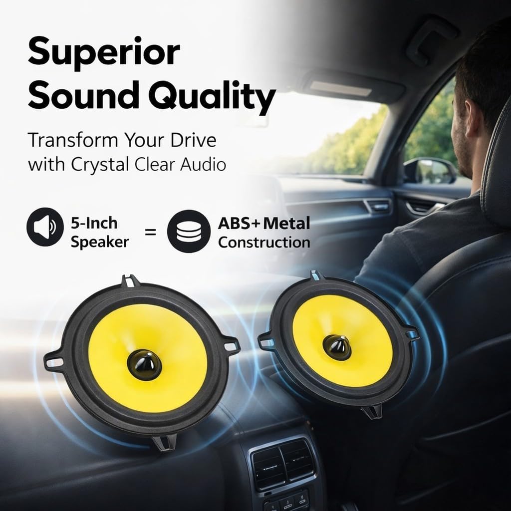 4 Way Car Speaker 5 Inches, 400W Full Range Stereo Loudspeaker, 2pcs - Excellent Sound Quality, Durable Metal Seal Design, Ideal for Cars and RVs