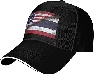 Half American Flag Thailand Sandwich Baseball Cap Comfortable Casual Stylish for Outdoor Sports Caps0 Black