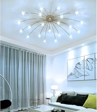 Lanekd LED Plafondlamp Sterrenhemel Ontwerp Woonkamer Decoratief Plafondverlichting Lamp Slaapkamer, Stervormig glazen scherm Eetkamer hanglampen Rond Schattig Kinderlamp voor Keuken Hal Balkon Hotel photo 3