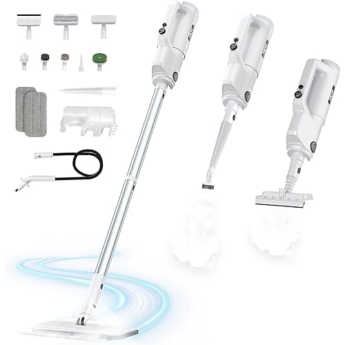 YKYI Steam Mop, 30 Speed Level, 1200 PSI Portable Power Washer with 6-in-1 Nozzle, 24FT High-Elastic Hose, Handheld Pressure Washer for Car, Garden Cleaning(Carbon Grey)