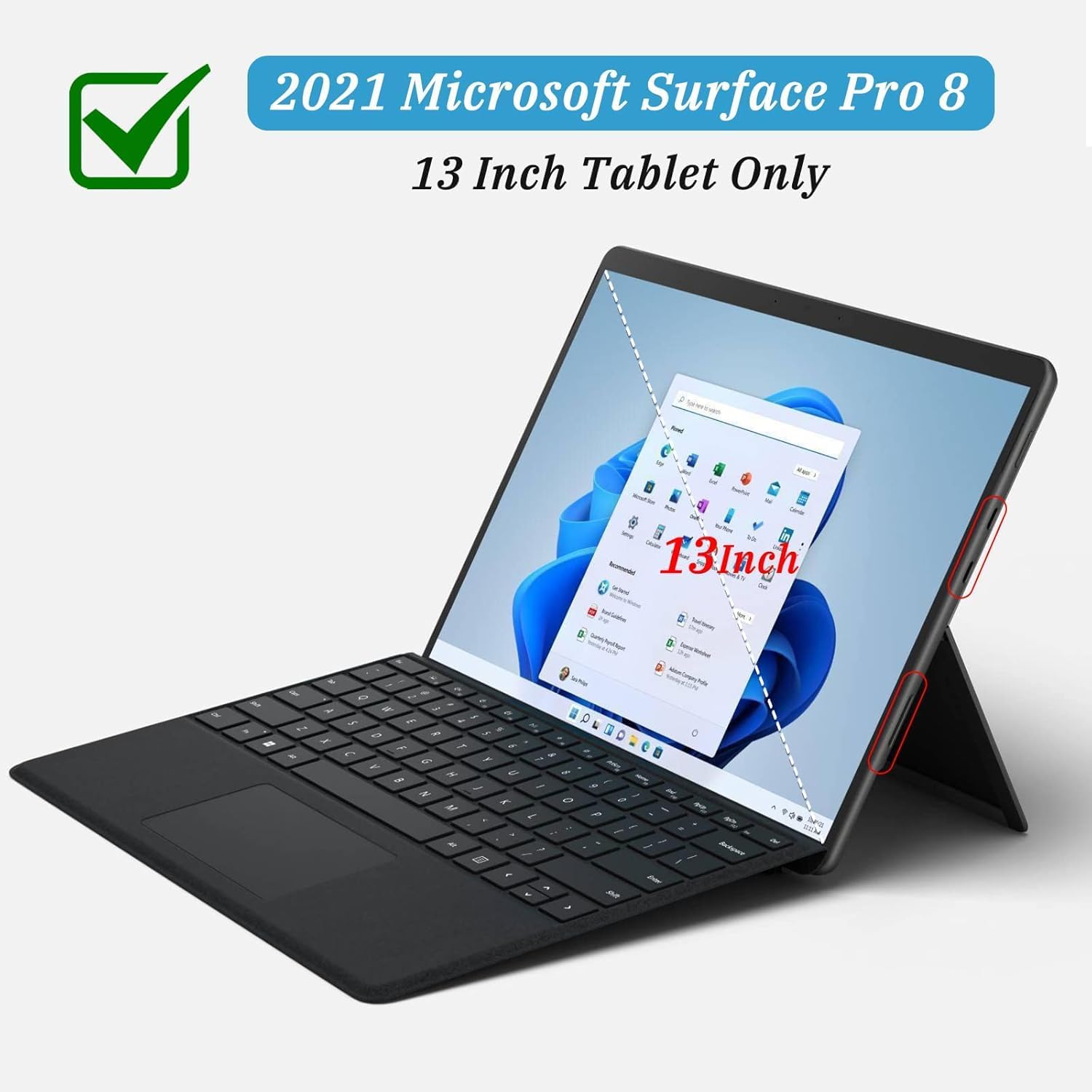 Soft Leather Hard Back Shell Tablet Case for Microsoft Surface Pro 8 Shockproof Multiple Angle Viewing Business Cover - Image 2