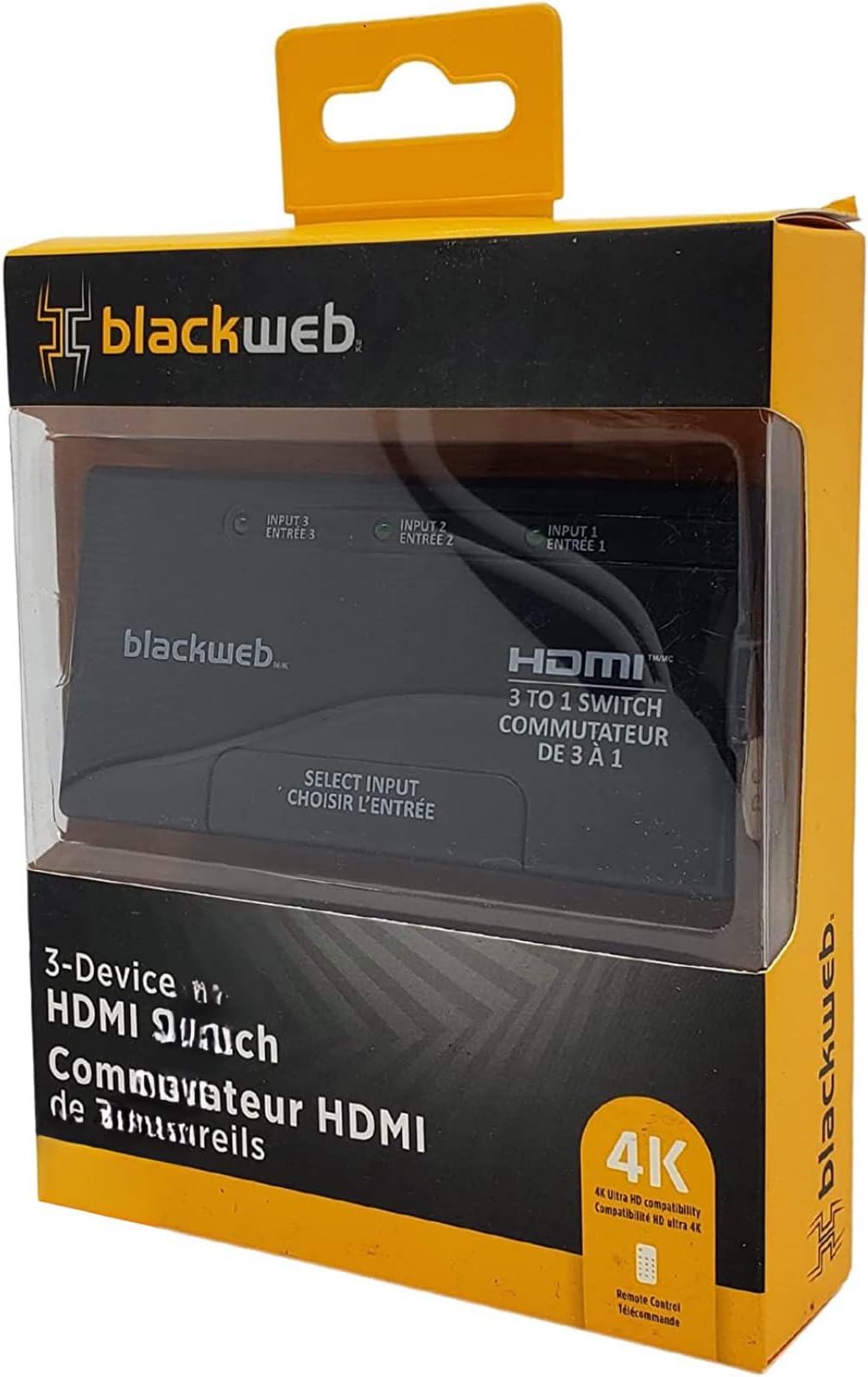 Blackweb 3-Port HDMI Switch with Remote (BWA18AV019-BWA18AV008C)