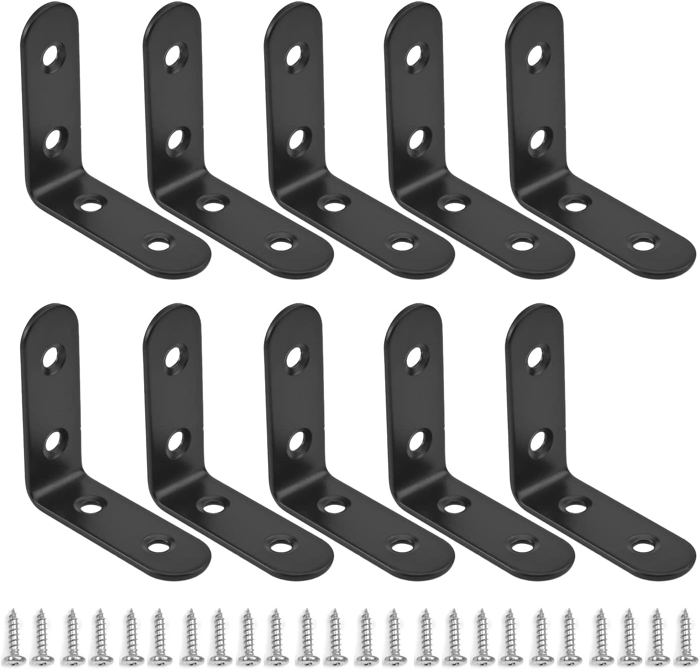 Yinpecly Corner Brace Small Flat Straight Mending Plates 5.91" x 4.33" Stainless Steel Straight Brace Brackets Fastener for Connector Furniture Repair Fixing Joint Black Tone 4pcs