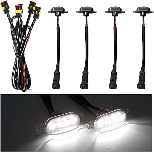 Miniatura 7 de Dickno 3 luces de parrilla para automóvil, luces LED ámbar brillante con arnés de cableado, lámparas de parrilla frontal impermeables, lámparas de