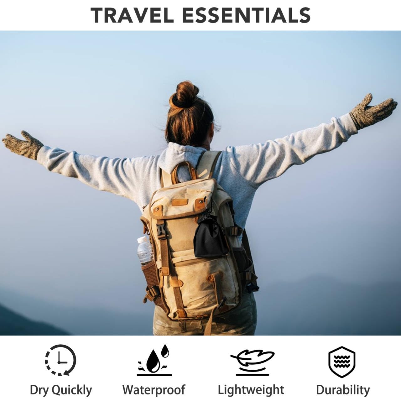 Uliya Travel Soap Bag Waterproof Leakproof Travel Soap Case Box Quick Drying Soap for Soap Bar Portable Sealing Soap Holder with Soap Lathering Bag and Carabiner forTravel, Camping, Outdoor (Black)