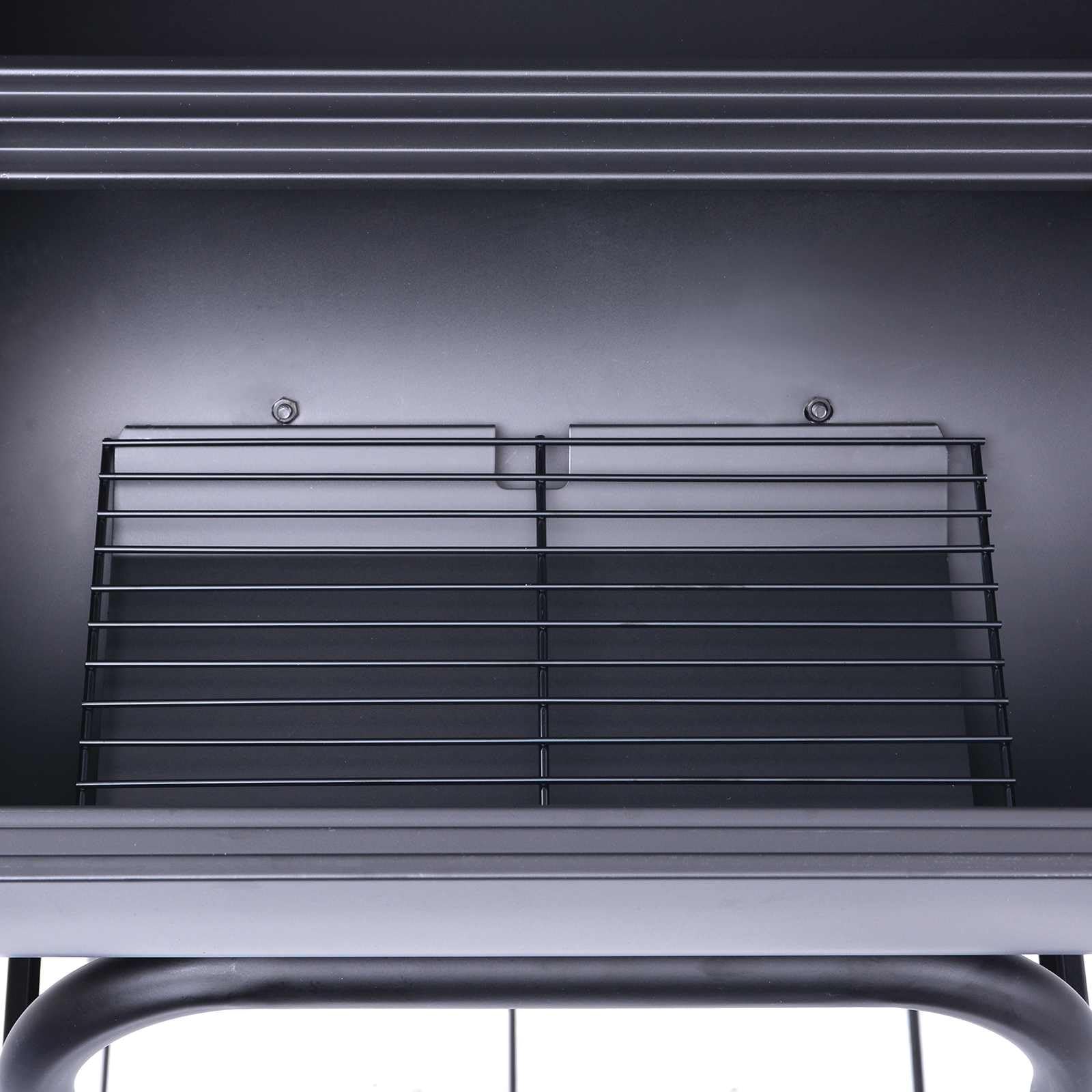 Grill węglowy 75 x 48 x 120 cm srebrny | Stal malowana proszkowo, zintegrowany termometr, koła, obszar gotowania Φ37 x 2 sztuki