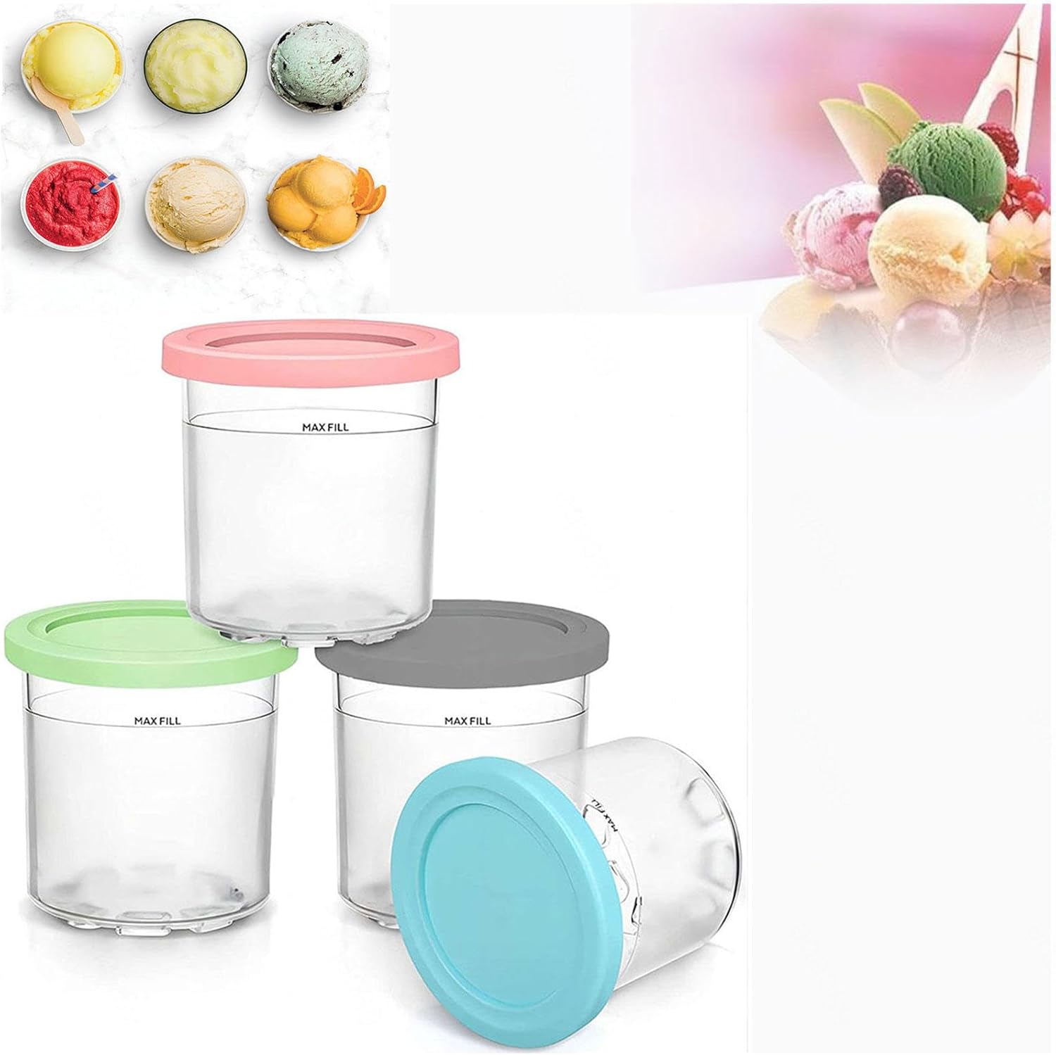 246 Pintas Y Tapas De Crema, Para Ninja Creami Deluxe, Recipientes De Helado De 16 Onzas De Pinta Reutilizables A Prueba De Hojas Compatibles Con