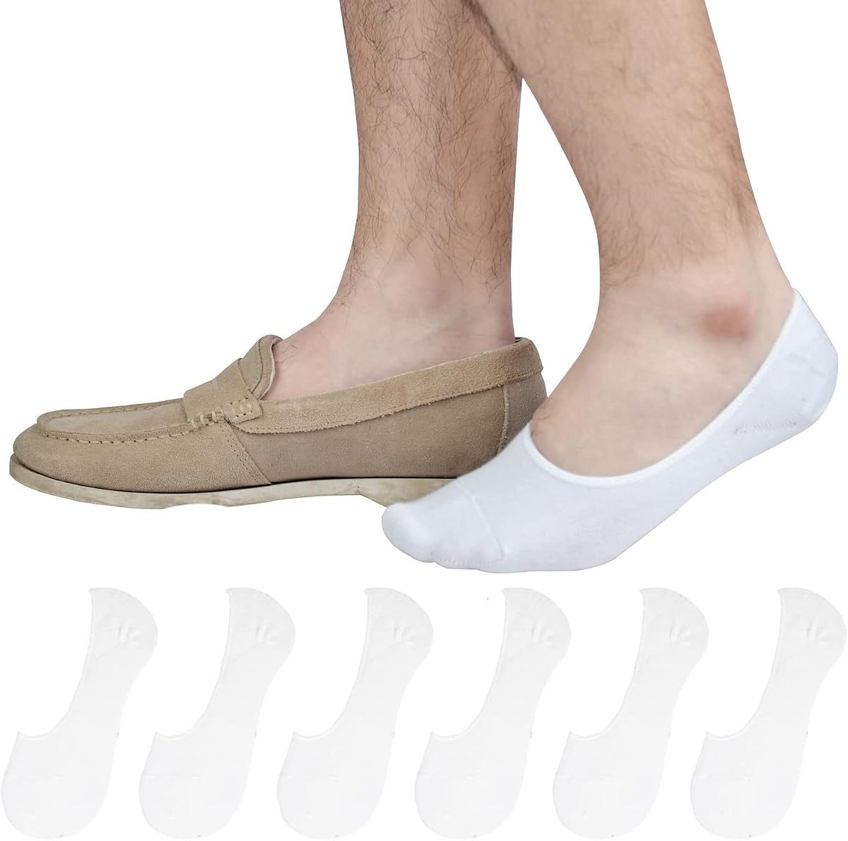 Calcetines invisibles para hombre y mujer, calcetines invisibles de algodón de corte bajo, antideslizantes | Con empuñaduras, para mocasines, zapatillas, náuticos
