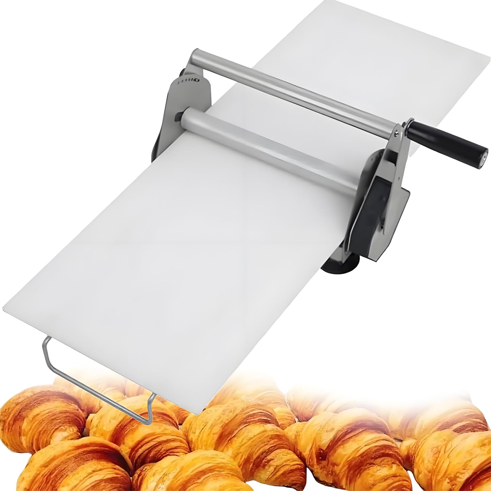 Sfogliatrice manuale pieghevole, rullo da tavolo in acciaio inox, spessore regolabile per cottura professionale e domestica