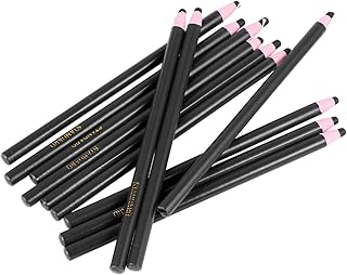 Luxshiny Lápiz De Grasa Despegable (Paquete De 12): Marcadores De Porcelana Para Vinilo Madera Papel Telas Cuero Y Celofán (Negro)
