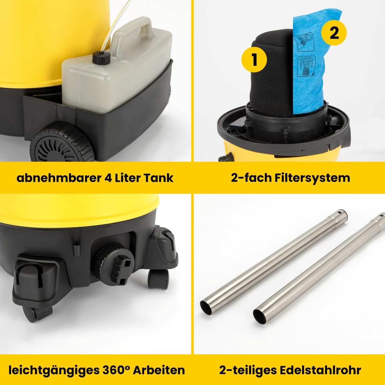 Clatronic® Nass Trockensauger | mit Gebläse- und Shampoofunktion | 1200W | Tank 20L | perfekt für Auto, Teppich, Sofa und Böden | inkl. Zubehör | Nasssauger | Nass- & Trockensauger | BSS 1309