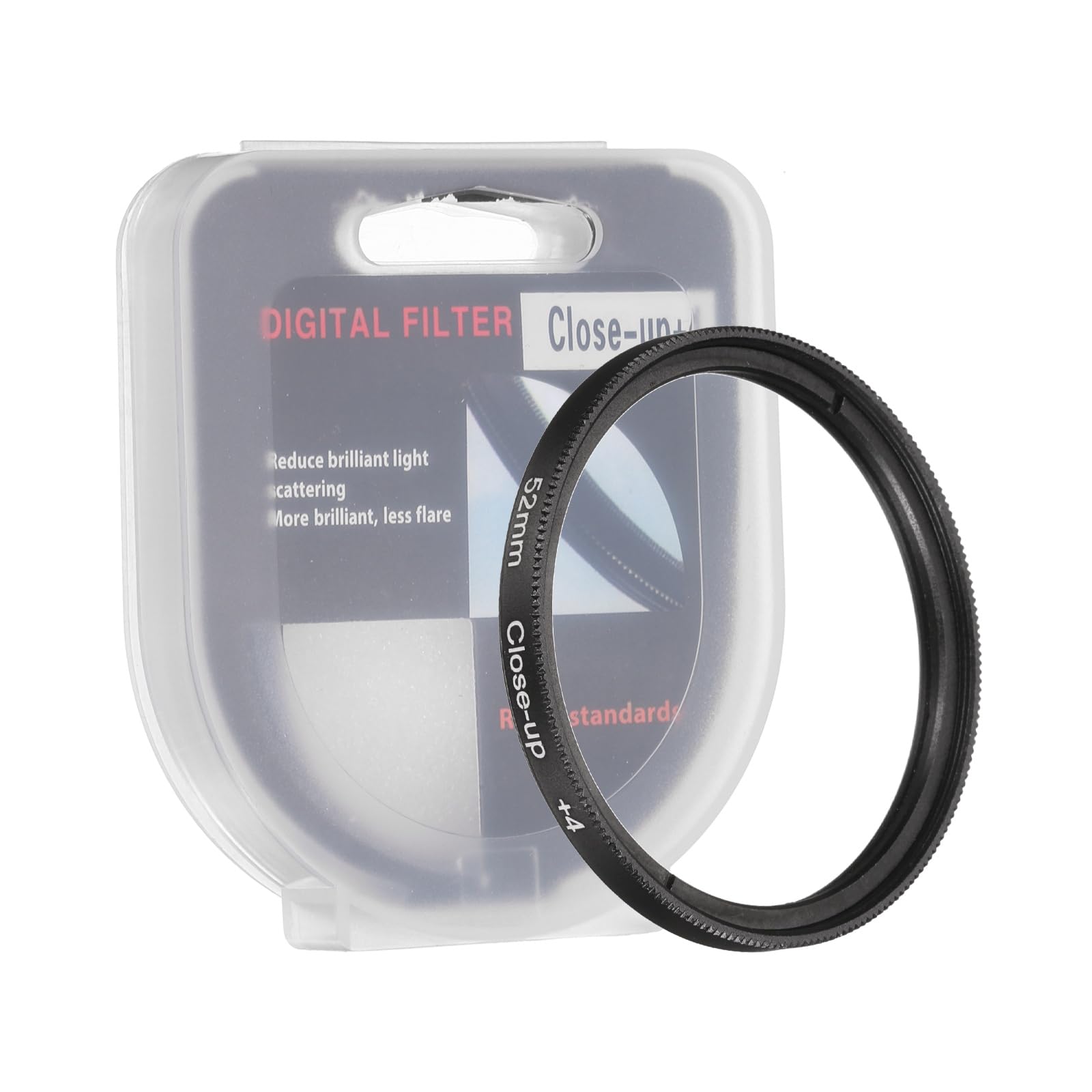 PATIKIL 52 mm filtr zbliżeniowy filtr obiektywu makro +4 dioptrie powiększenie soczewki zbliżeniowe z kamerą nasadkową, czarny