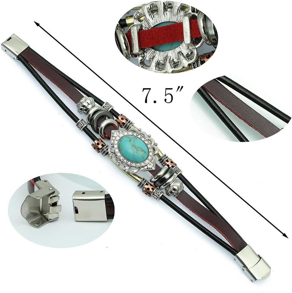 Leather Bracelets for Women Multilayer Bracelets for Women with Genuine Leather Layered Bracelets Boho/Bohemia Style Jewelry for Men and Woman - Image 2