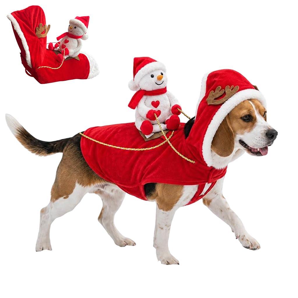 Santa Riding Dog Costume, 3D Santa Dog Costume, Christmas Dog Cat Clothes
