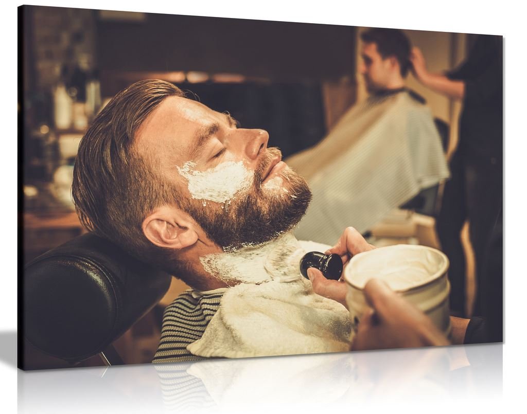 Barber Shop Decor Beard Shaving Haircut - Wrapped Canvas Print