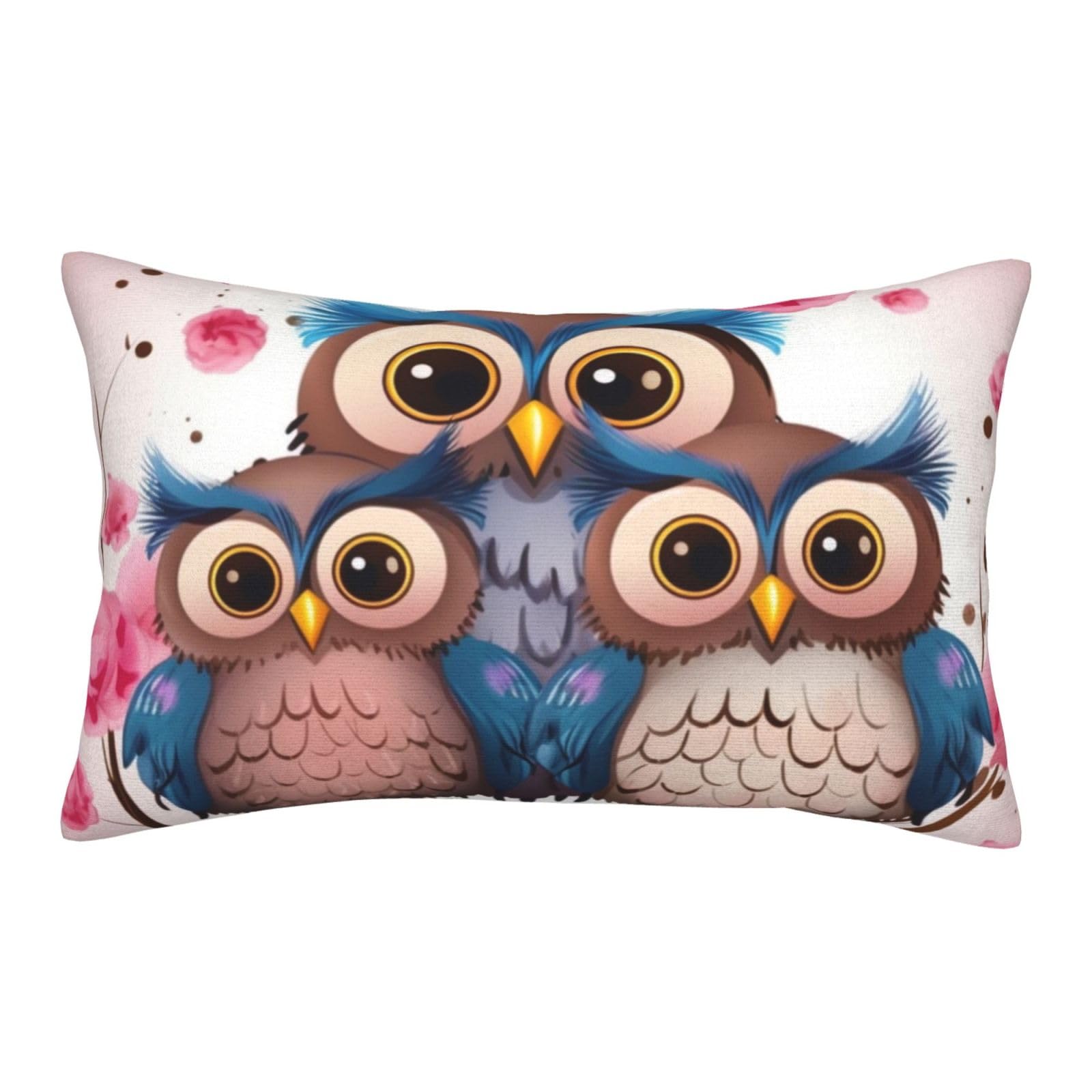 Velvet Pillowcases 14"x20" Ultra Soft Breathable Pillow Cases, Luxury Fuzzy Throw Pillow Covers with Zipper, Cute Owls Pillow Shams All Seasons Decorative Cushion Cases for Couch