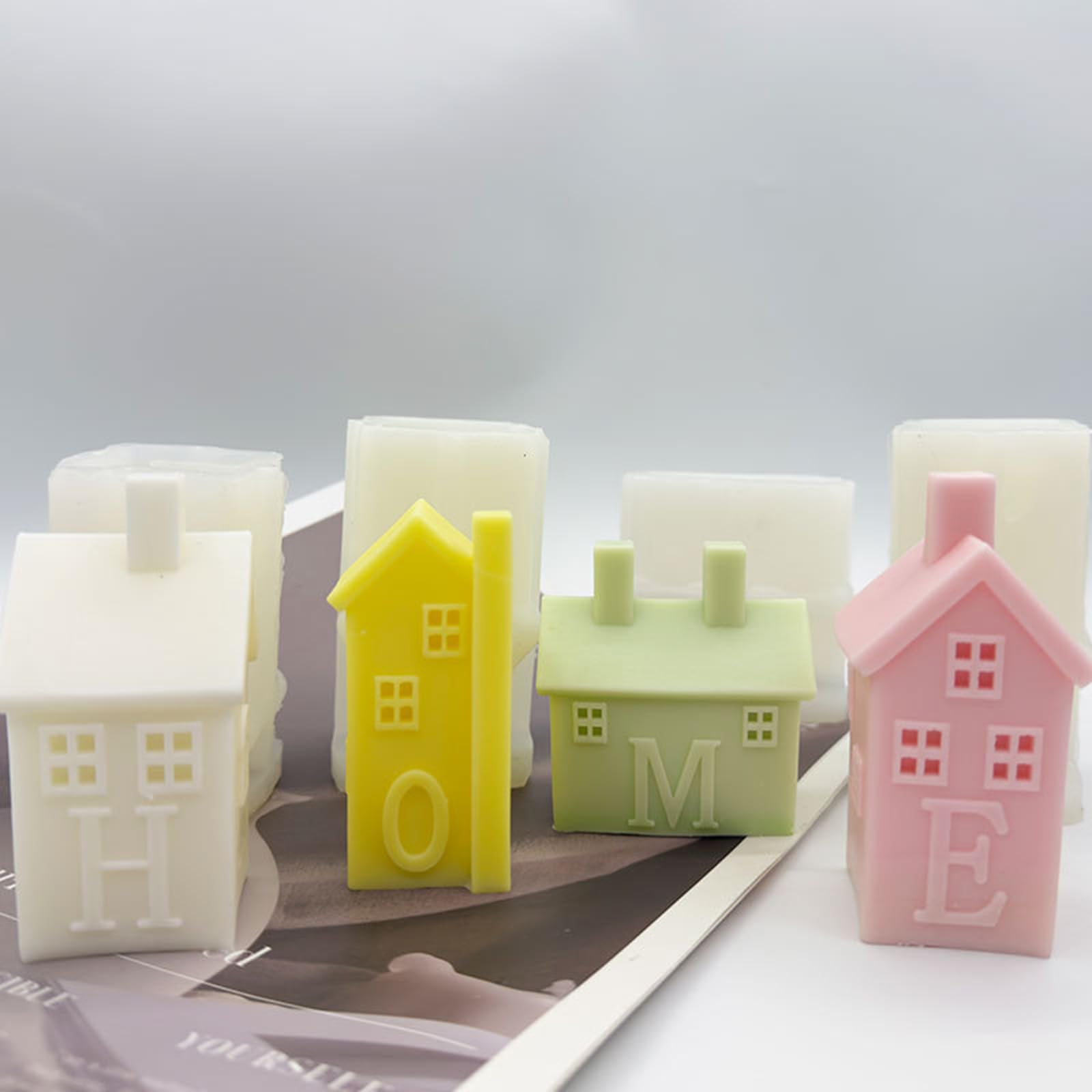 4 moldes para velas caseras para jabón de velas, decoraciones navideñas, moldes de silicona para decoración de yeso, resistentes a altas temperaturas