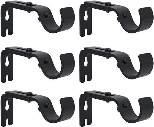 AddGrace Soporte de barra de cortina ajustable, se adapta a barras de cortina de hasta 1 pulgada, juego de 6, soporte de barra de cortina extensible