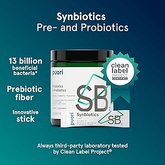 Puori Daily Probiotics & Prebiotics for Digetive & Gut Health - Immune Support Supplement with 13 Billion CFU & 4g Dietary Fiber - Shelf Stable for Bloating & Gas Relief